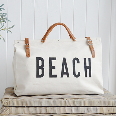 Canvas Beach Utility Bag Bags - Coastal, modern farmhouse and country Furniture, lifestyle and accessories for the home. New England Lifestyle - Cape Cod Utility canvas bag