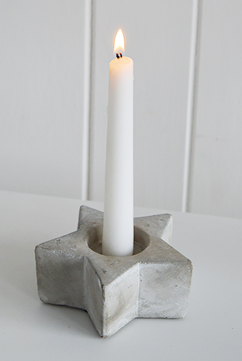 Grey star candle holder for taper candles