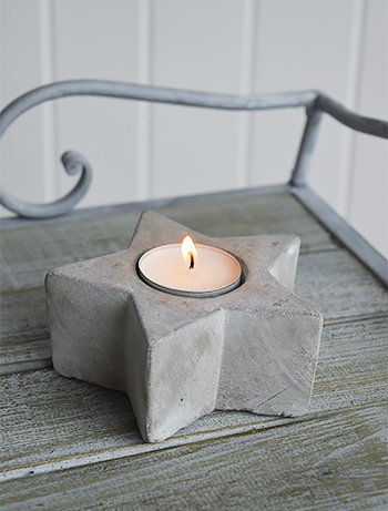 Grey star candle holder with tealight