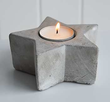 Grey star candle holder with tealights