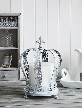 Stunning Large Grey Crown Candle Holder