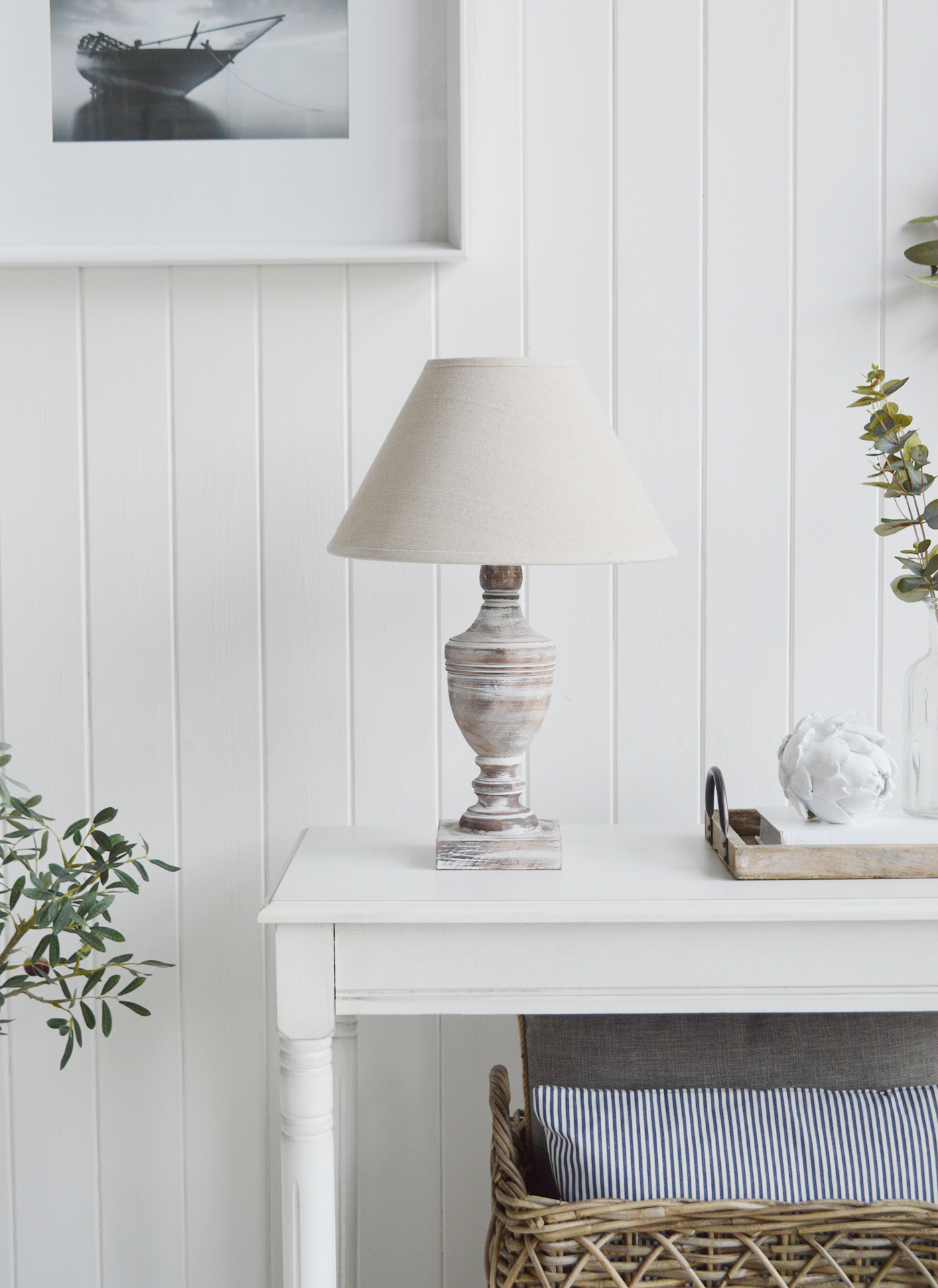 New England style table lamps - Lyon for country coastal homes and interiors from The White Lighthouse Furniture