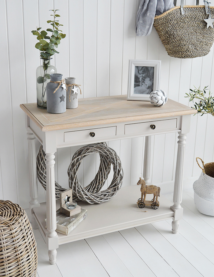 The White Lighthouse Brittany Console Hall table from The White Lighthouse Country, Coastal and New England Hallway furniture for home interiors