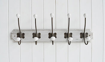Parisian grey coat rack with 5 double hooks for hanging coats in hallway, towels in bathrooms and robes in the bedroom