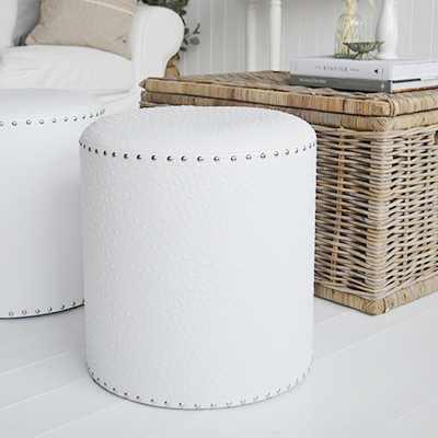 White coffee table stool for living room furniture