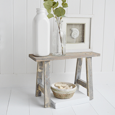 Pawtucket Decorative wood stool or New England furniture in coastal and country homes
