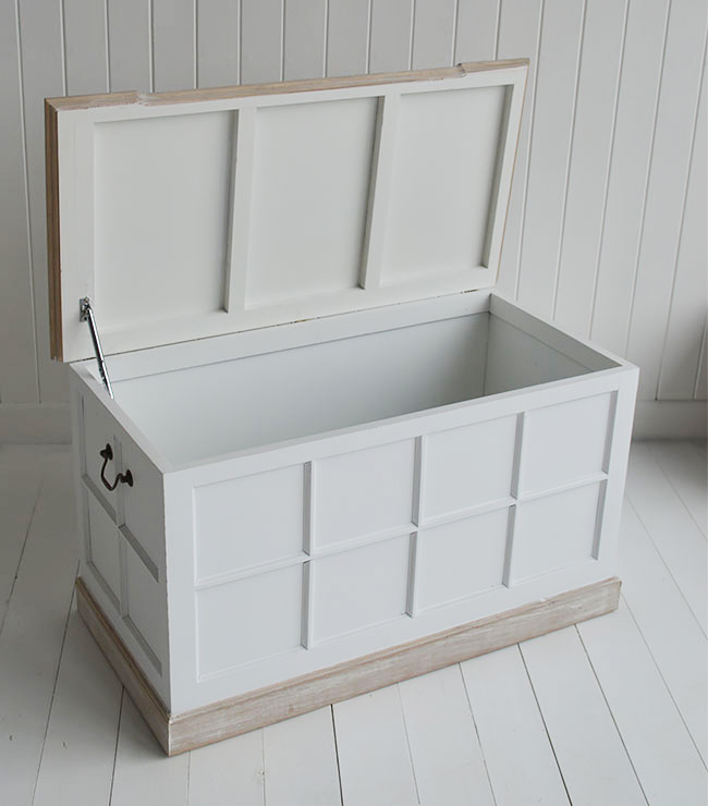 Vermont storage trunk for New England white furniture