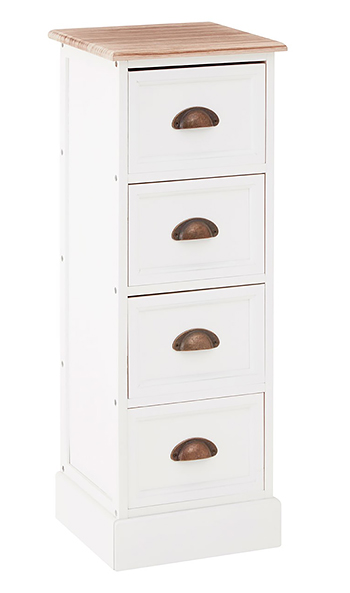 Connecticut white chest of drawers. Narrow 30cm storage furniture