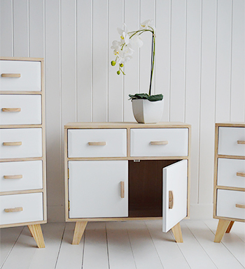 The Hamptons white sideboard with drawers and double cupboard