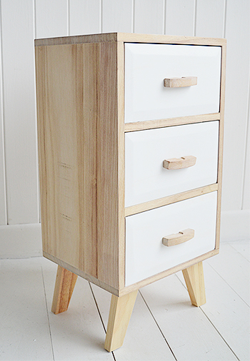 Hampton white bedside cabinet with drawers