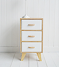 Hamptons white and natural wood furniture for living room, hallway and bedroom in Scandi style interior design