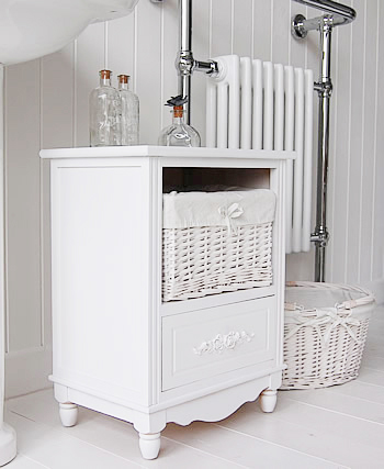 side view of the Rose White Bathroom storage cabinet