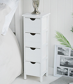 Dorset Narrow 25cm White Tall Bedside Table Cabinet. The White ...