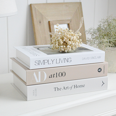 Perfect for coastal interiors, these neutral decorative books complement whitewashed woods, soft linens and relaxed, light-filled living spaces..