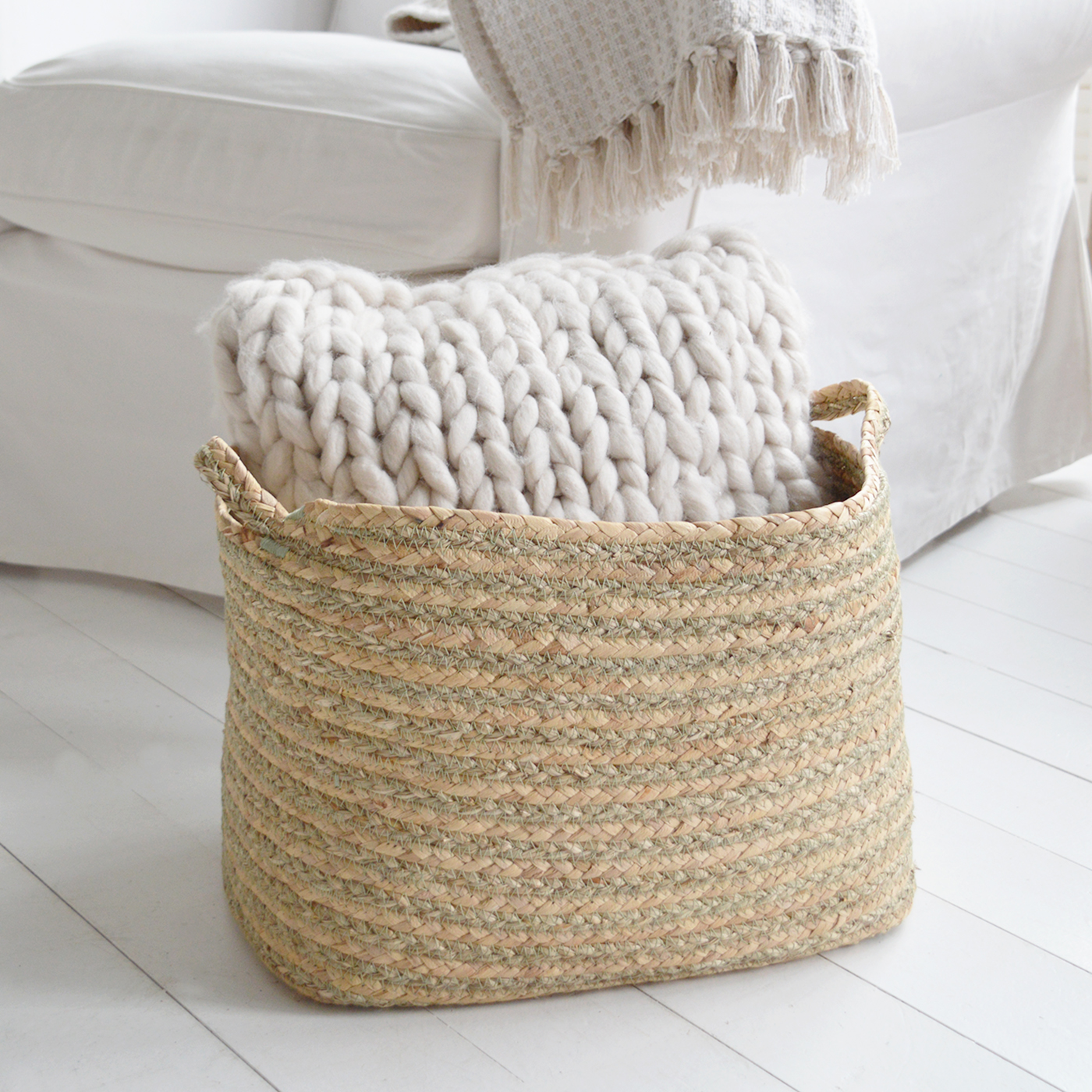 
	1	The Princeton Maize Basket is a handwoven natural storage solution, ideal for coastal interiors and Hamptons-inspired homes.

