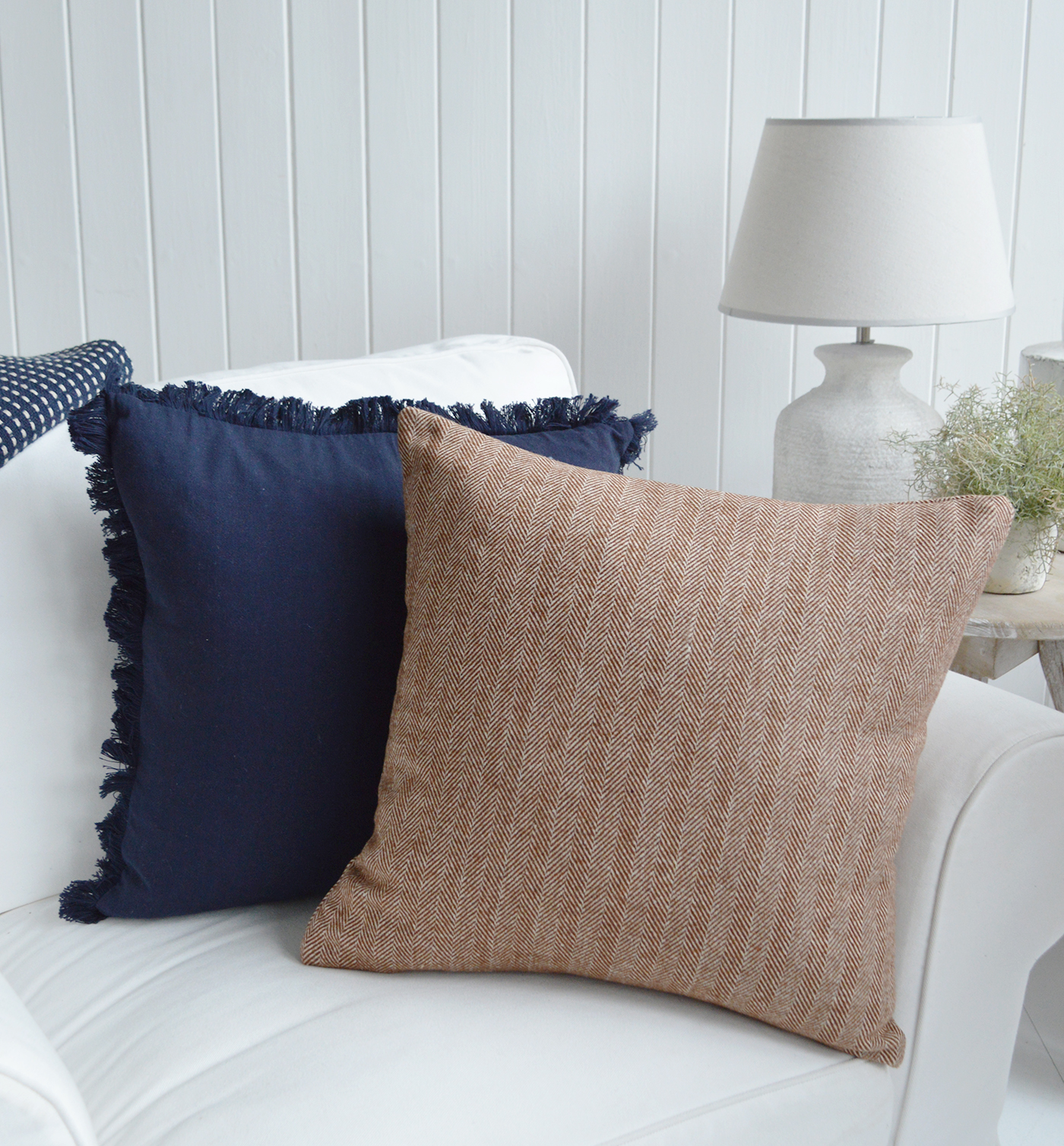 Buxton New England style cushions - Terracotta Herringbone Cushion Cover