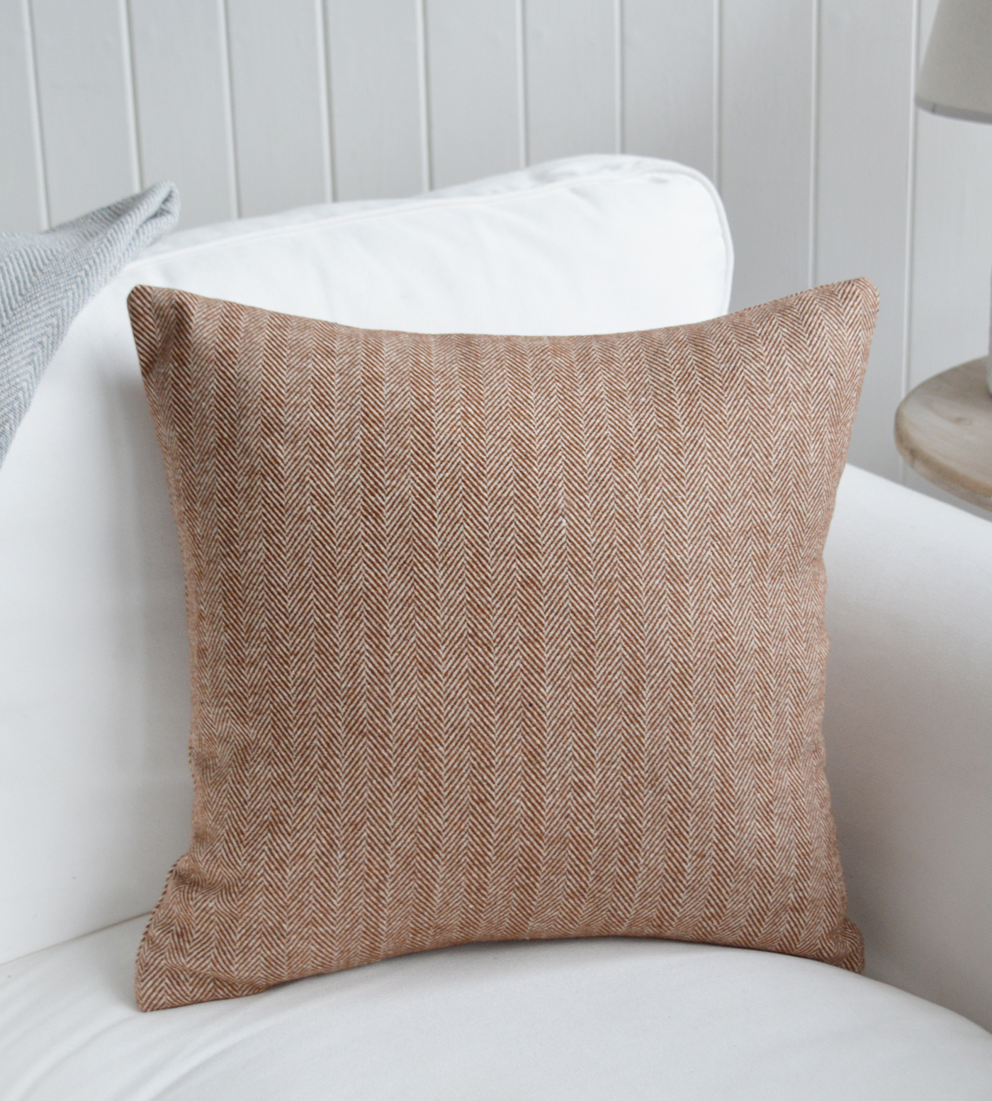 Buxton Hamptons coastal style cushions - Terracotta Herringbone Cushion Cover