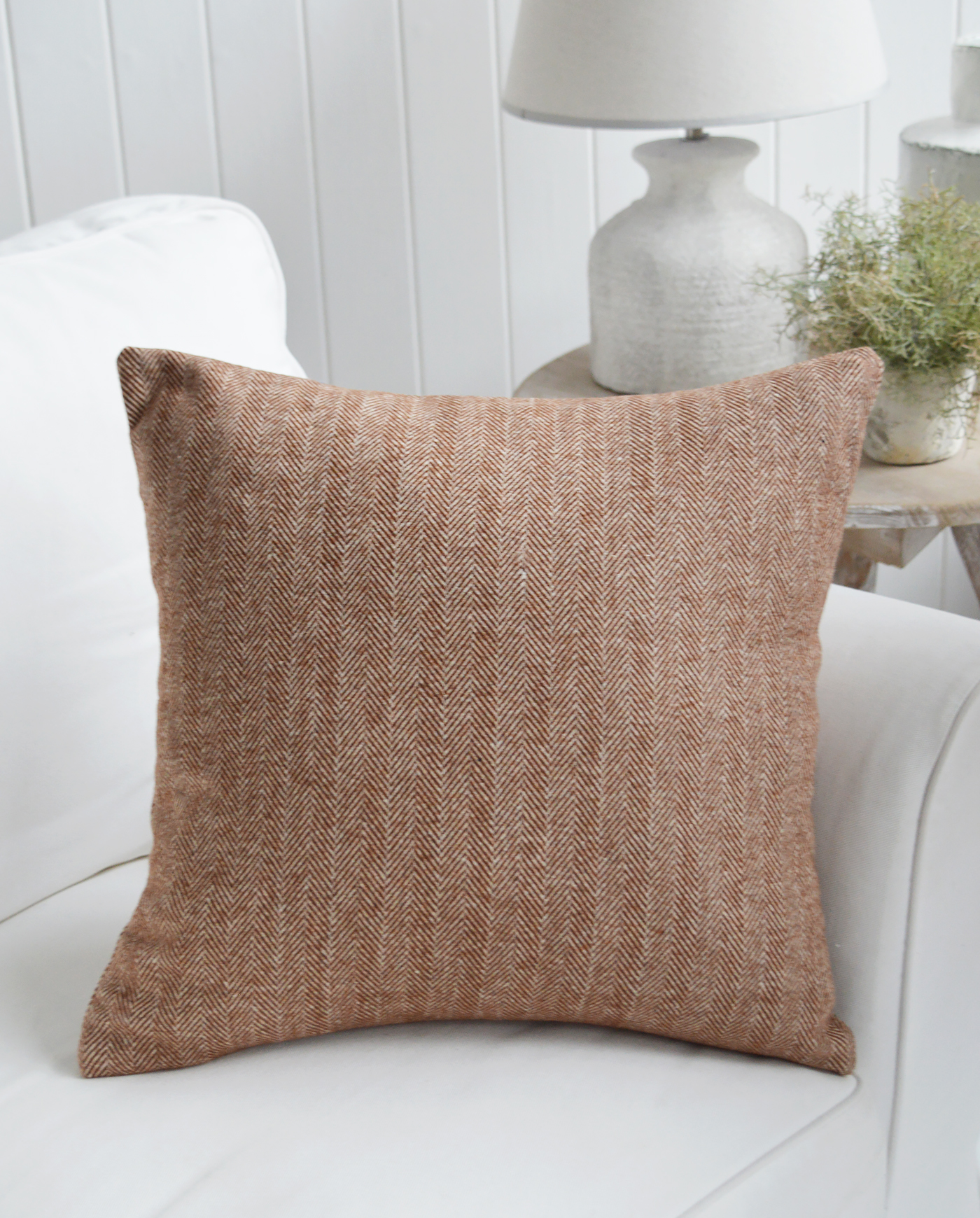 Buxton New England style cushions - Terracotta Herringbone Cushion Cover