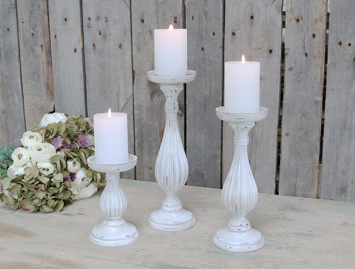 Antique White Pillar Candlesticks - The White Lighthouse New England ...