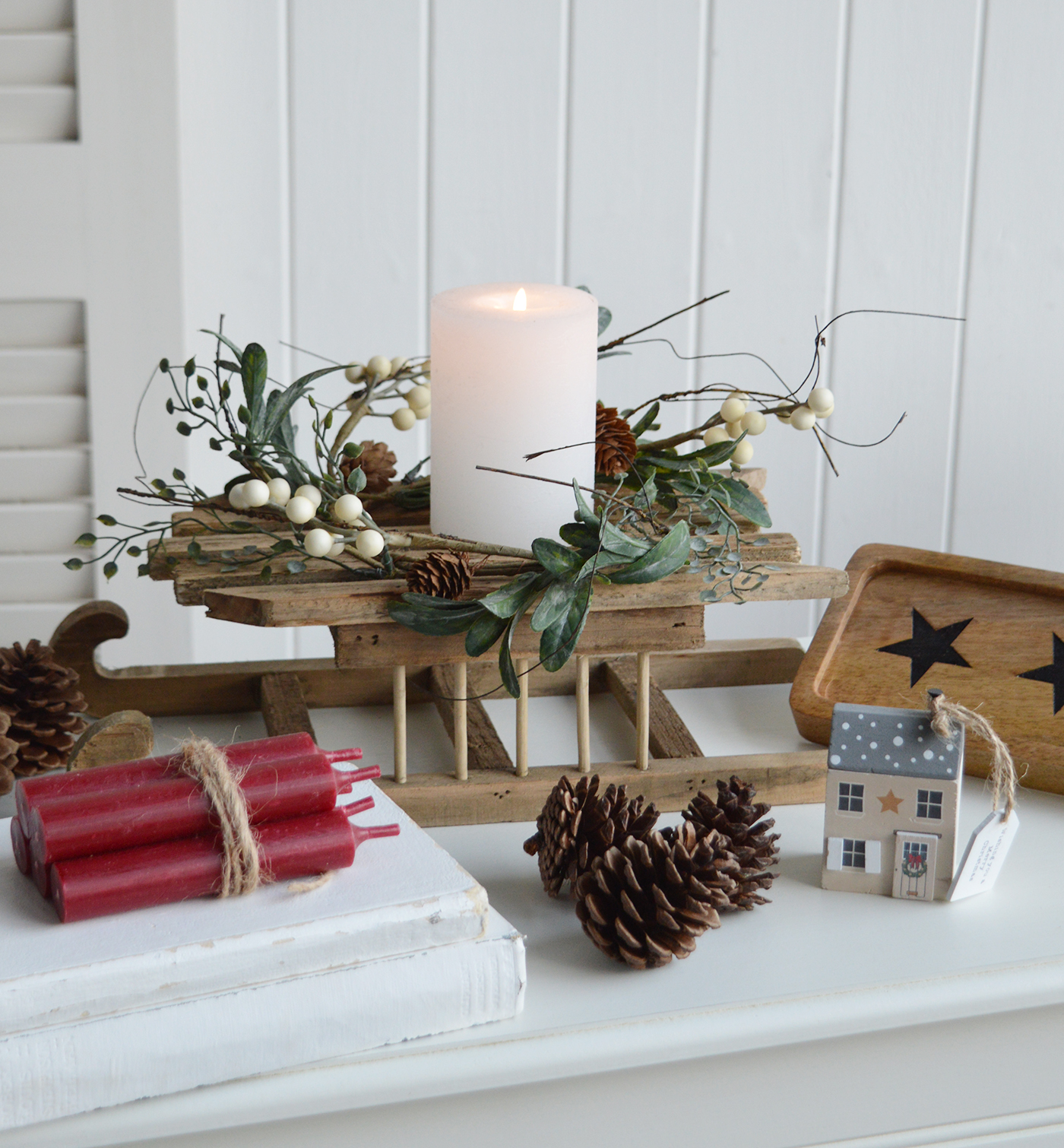 New England modern farmhouse and coastal Christmas holiday decor