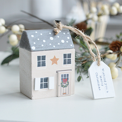 Little wooden Christmas house for New England country and coastal Home Interiors and Furniture