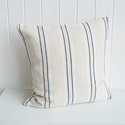 The Cotsmere Navy Stripe Cushion adds subtle contrast to neutral interiors with its timeless stripe design. Perfect for New England style homes, this cushion brings a tailored yet relaxed finish.