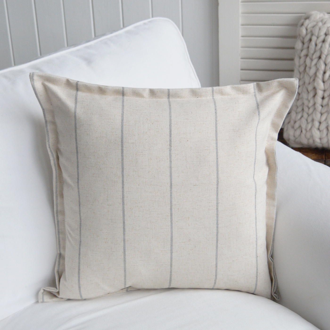 Rhode Island stripe square cushion covers for a Beach house or Hamptons coastal styled home interior