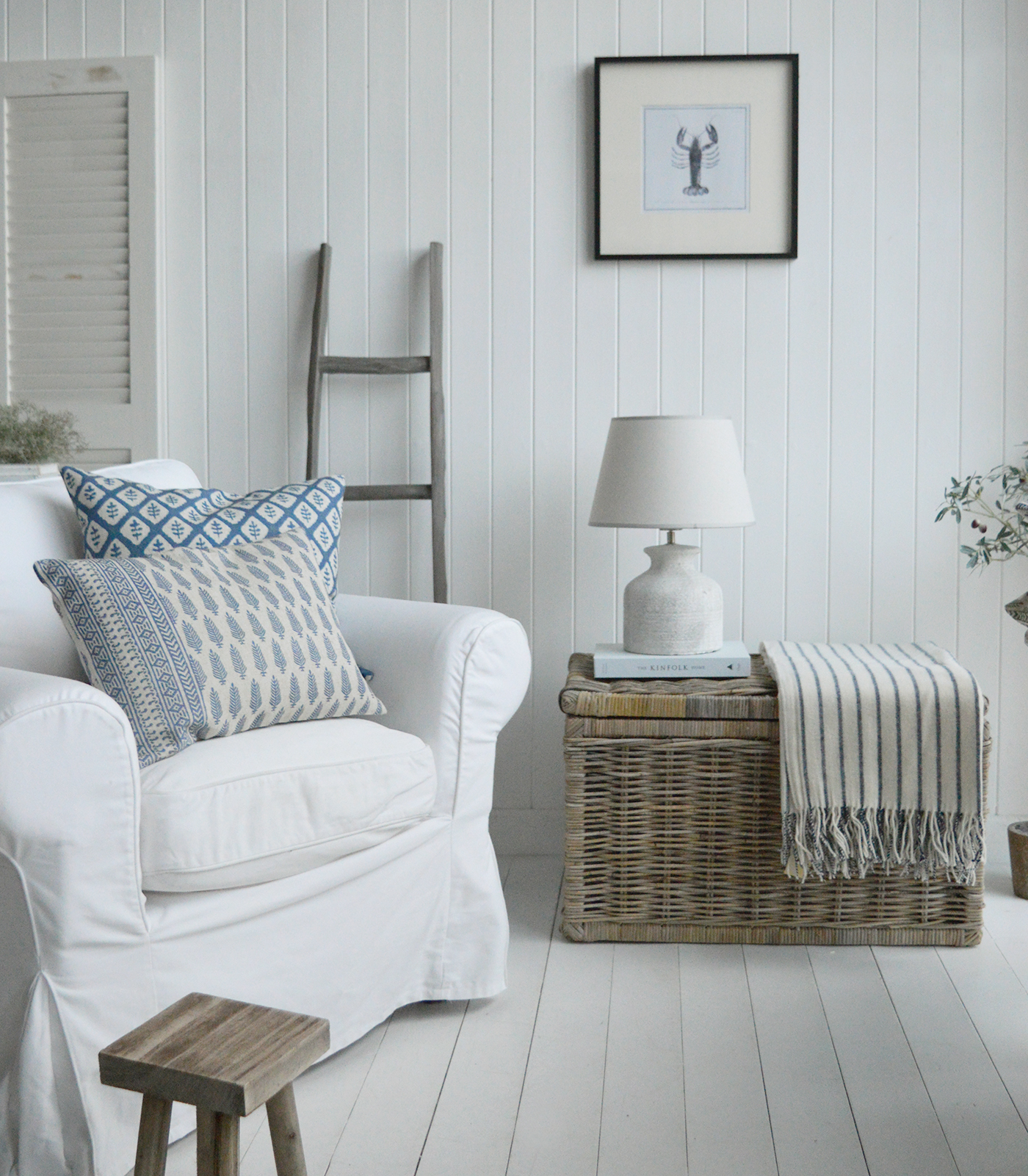 The Limington cushions in Hamptons inspired coastal living room