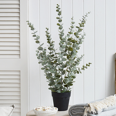 Faux Eucalyptus plant for luxurious Hamptons coastal interiors