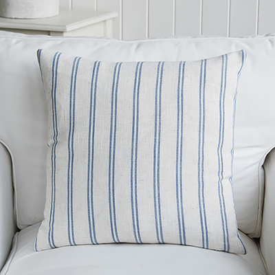 Harrison Blue Stripe Cushion cover, for coastal and Hamptons homes and interiors
