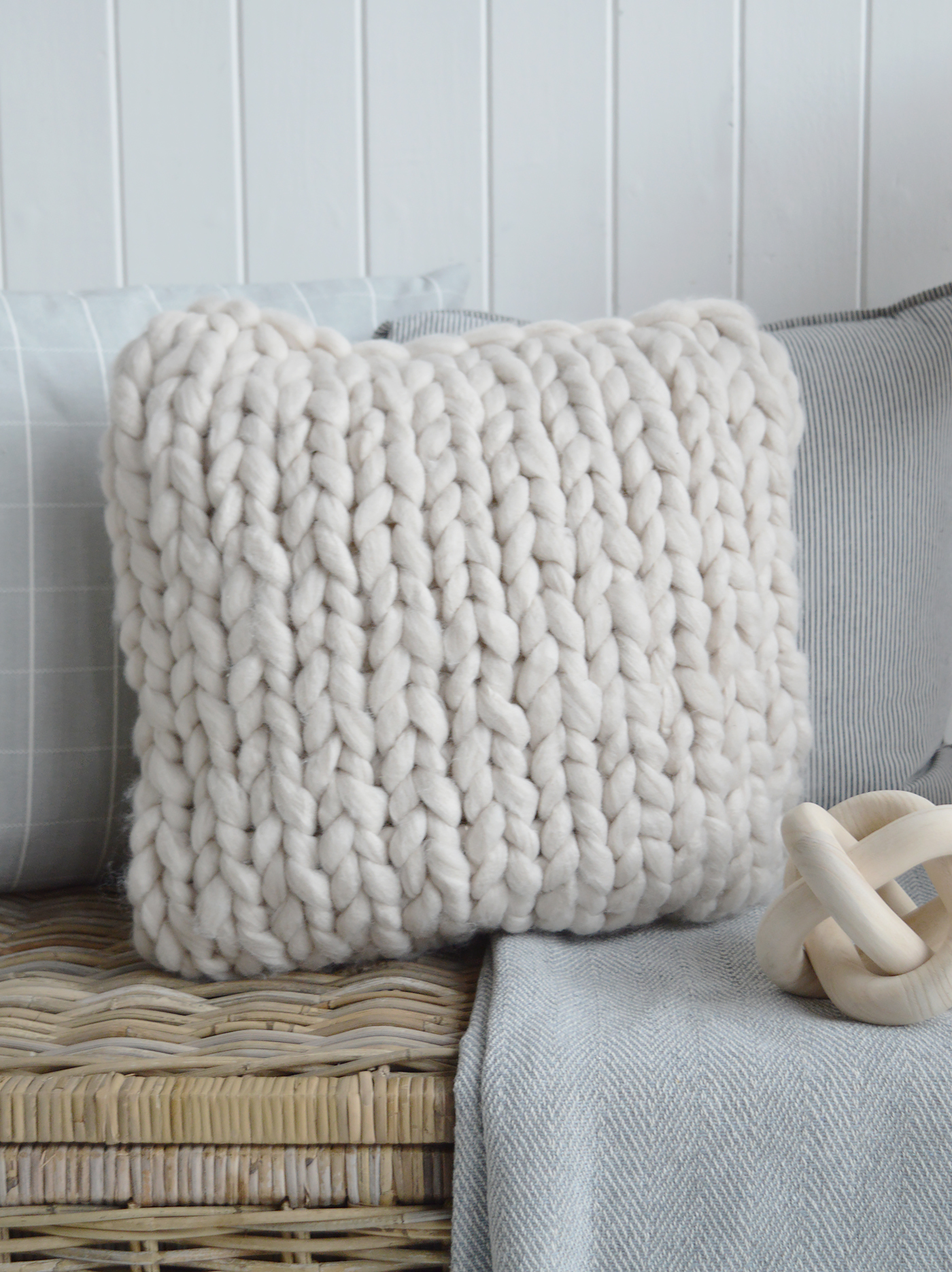 The Maffair neutral knitted cushion cover