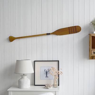 Add classic New England charm to your space with the Portsmouth Heritage Paddle — a handcrafted wooden boat oar perfect for coastal décor, wall styling, and rustic seaside interiors.