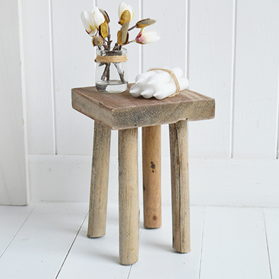 Pawtucket square rustic decorative stools - New England Farmhouse and Coastal Furniture