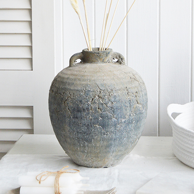 Pembroke grey stone rustic jar coastal, New England and country furniture and home decor accessories UK