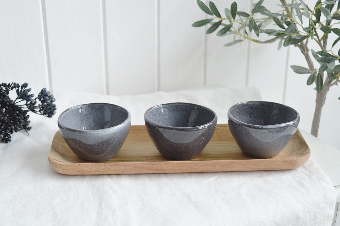 White Coastal Furniture and accessories for the home. Pilgrim Ceramic Bowls - Small grey bowl for New England, farmhouse,  Country and coastal homes and interior decor