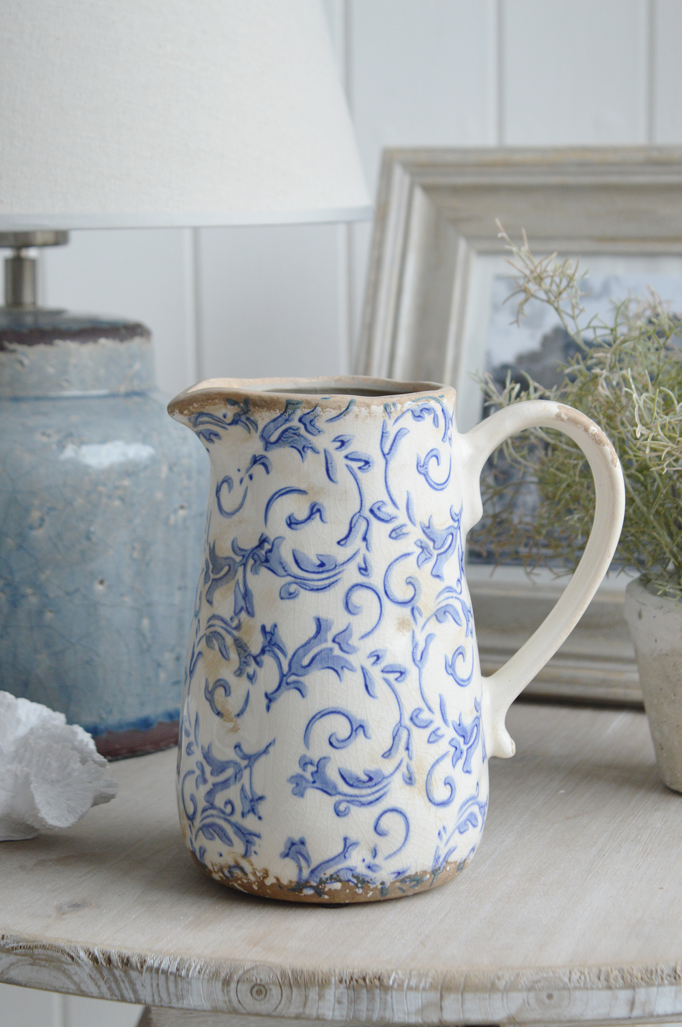 The Prospect vintage blue ceramic jug vase