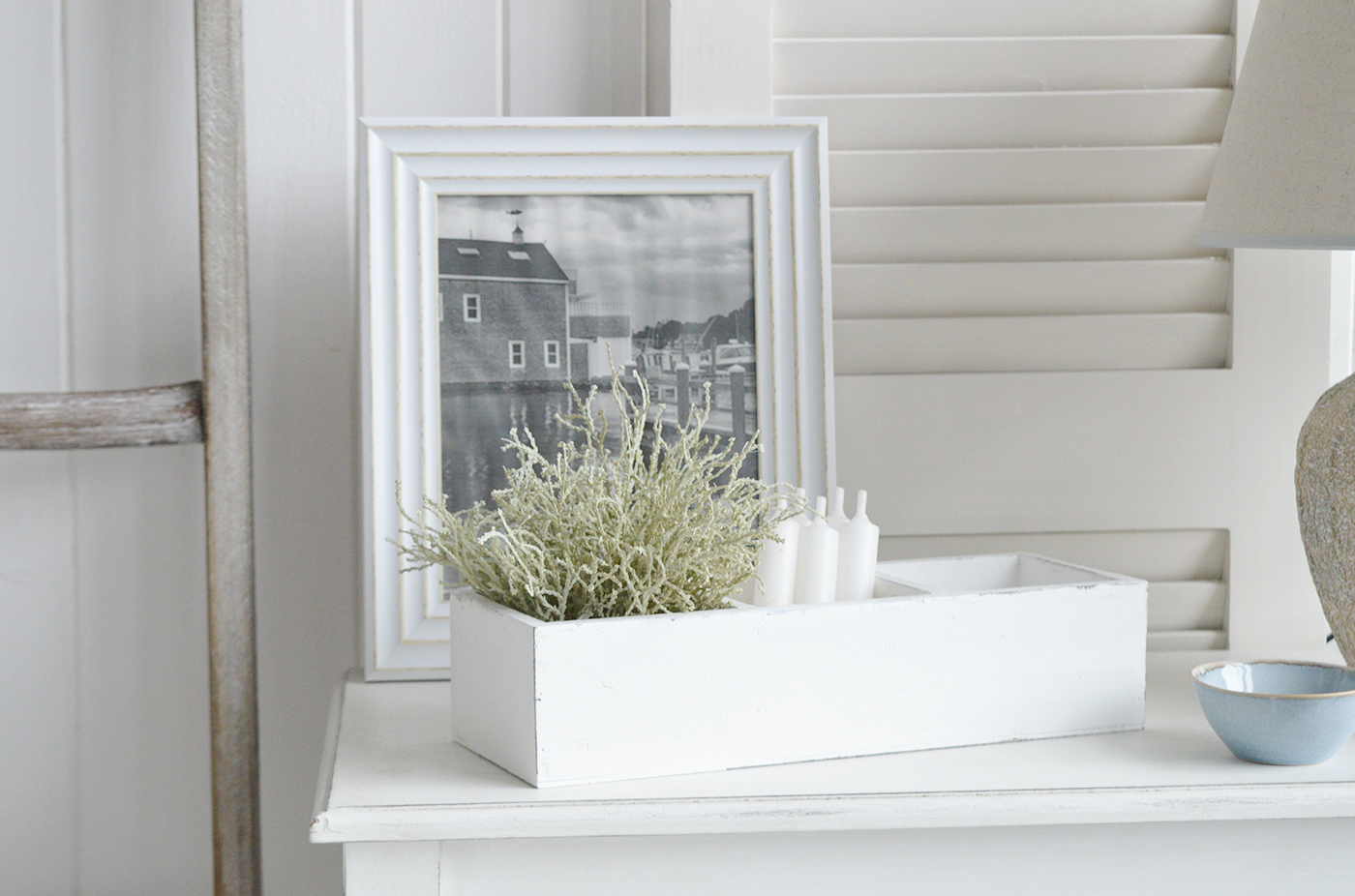 Provincetown White Box Tray - New England, modern country, coastal and modern farmhouse white furniture and interiors