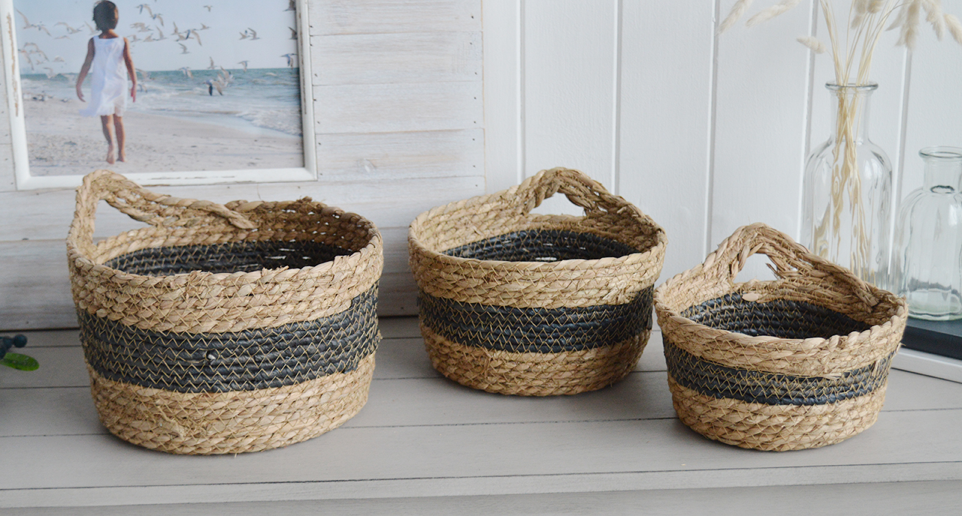 Newington Set of 3 Baskets with Handle - New England Home Interiors and ...