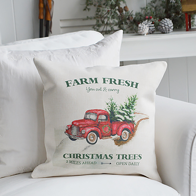 New England style Christmas Decor for cottage, farm house, coastal, country and city homes and interiors. CHristmas Festive Traditional Cushion Covers - New England style Christmas Decor