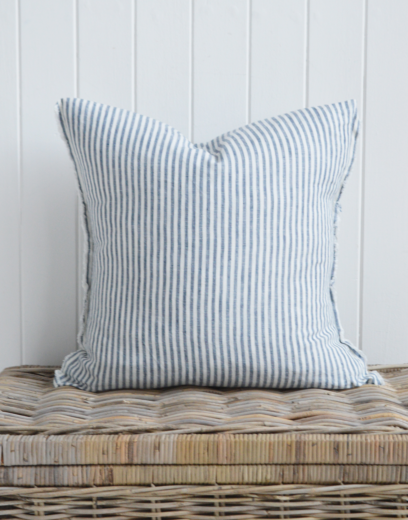 Rhode Island Navy stripe cushion covers for a Beach house or Hamptons coastal styled home interior