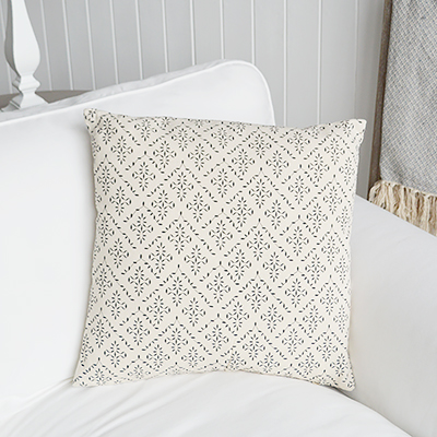 New England Style Country, Coastal and White Furniture and accessories for the home. New England cushions and soft furnishing - Lexington Cushion Cover in linen and navy