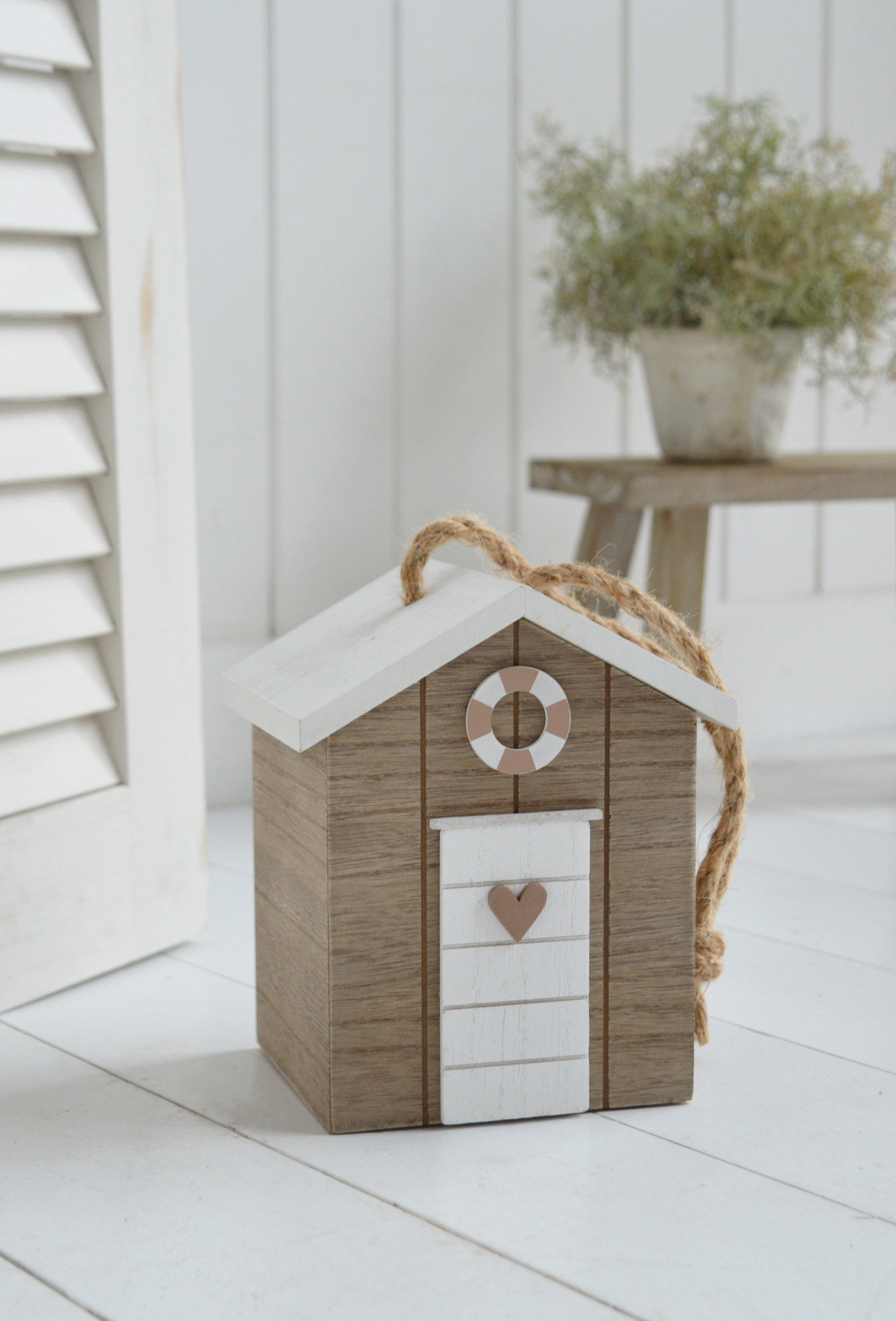 A BeachHut Doorstop, coastally quirky inspired door stops for New England beach house inspired homes and interiors