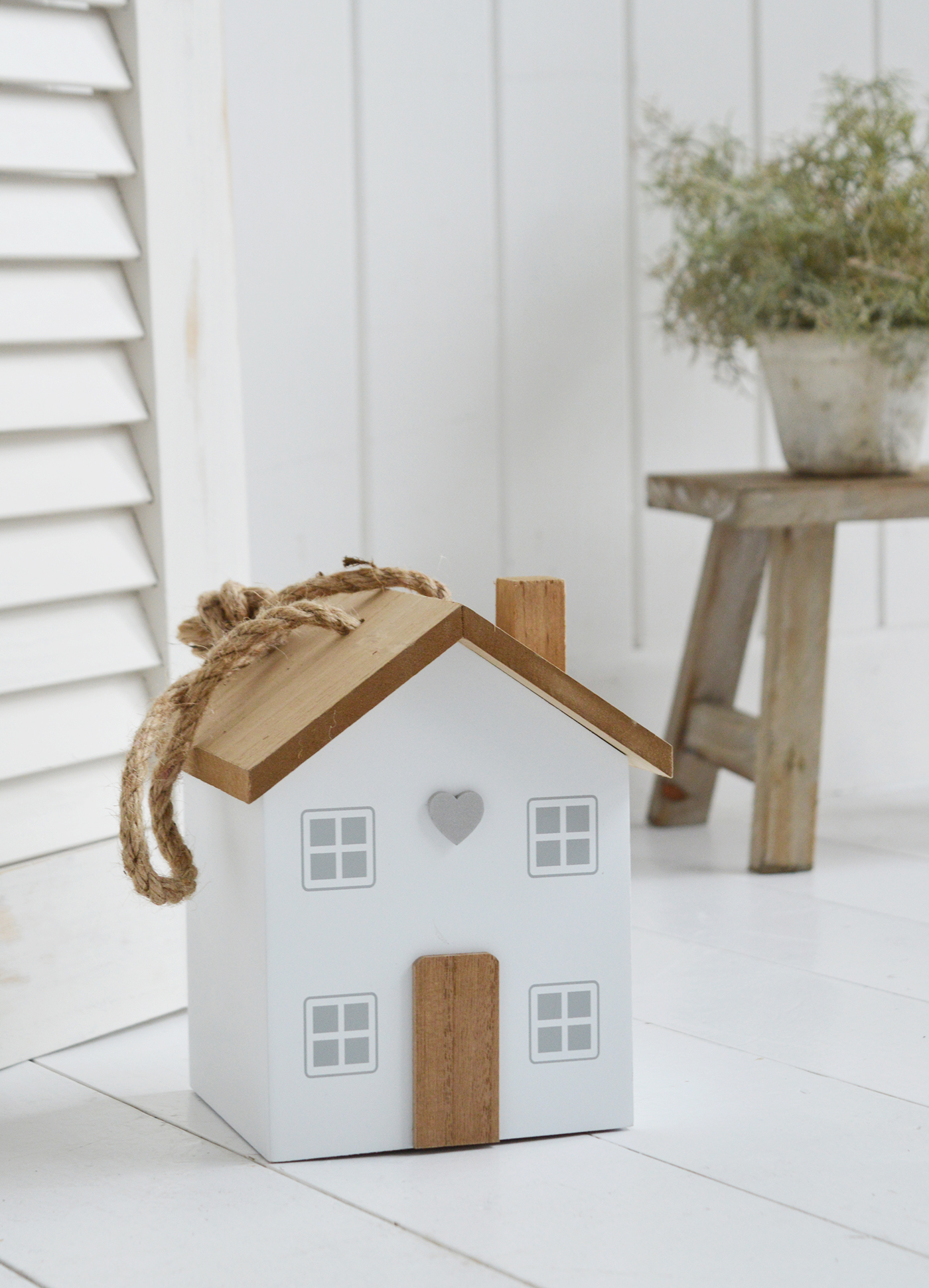 White Farmhouse Cottage Doorstop - Functional and quirky door stops for New England farmhouse and country cottage homes and interiors