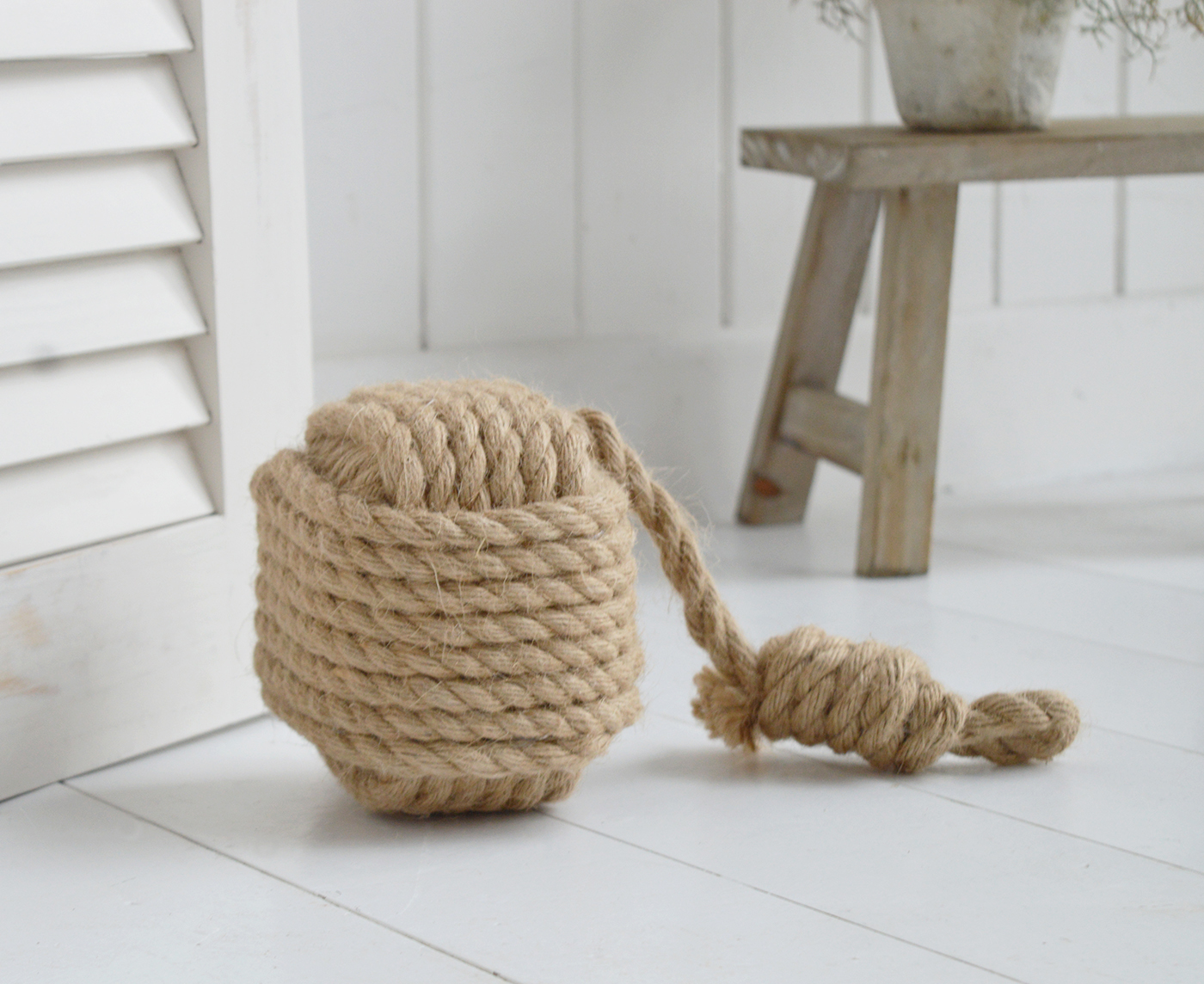 Rope Ball Doorstop - Door stops for New England beach house Hamptons and coastal homes and interiors