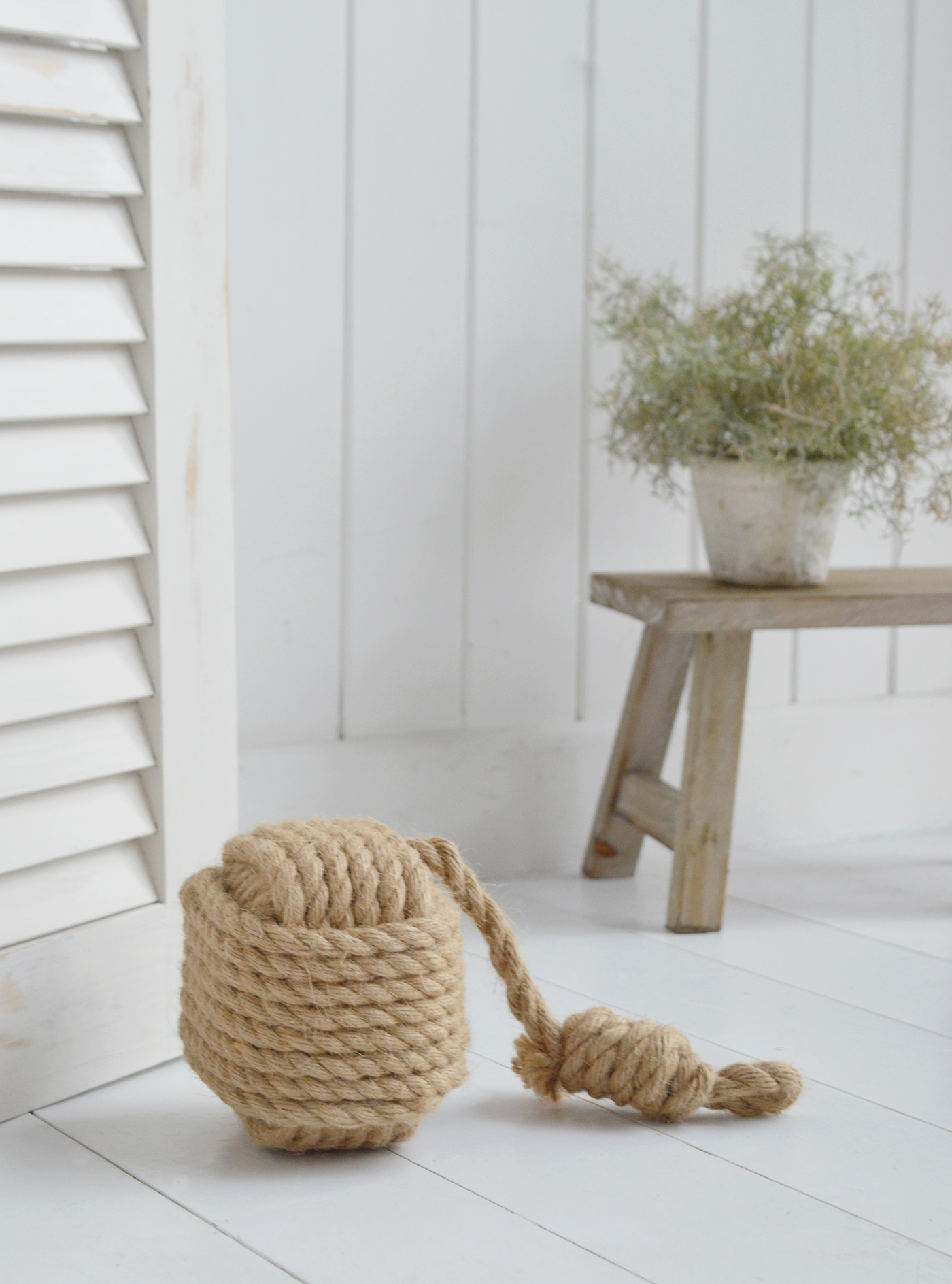 Rope Ball Doorstop - Door stops for New England beach house Hamptons and coastal homes and interiors