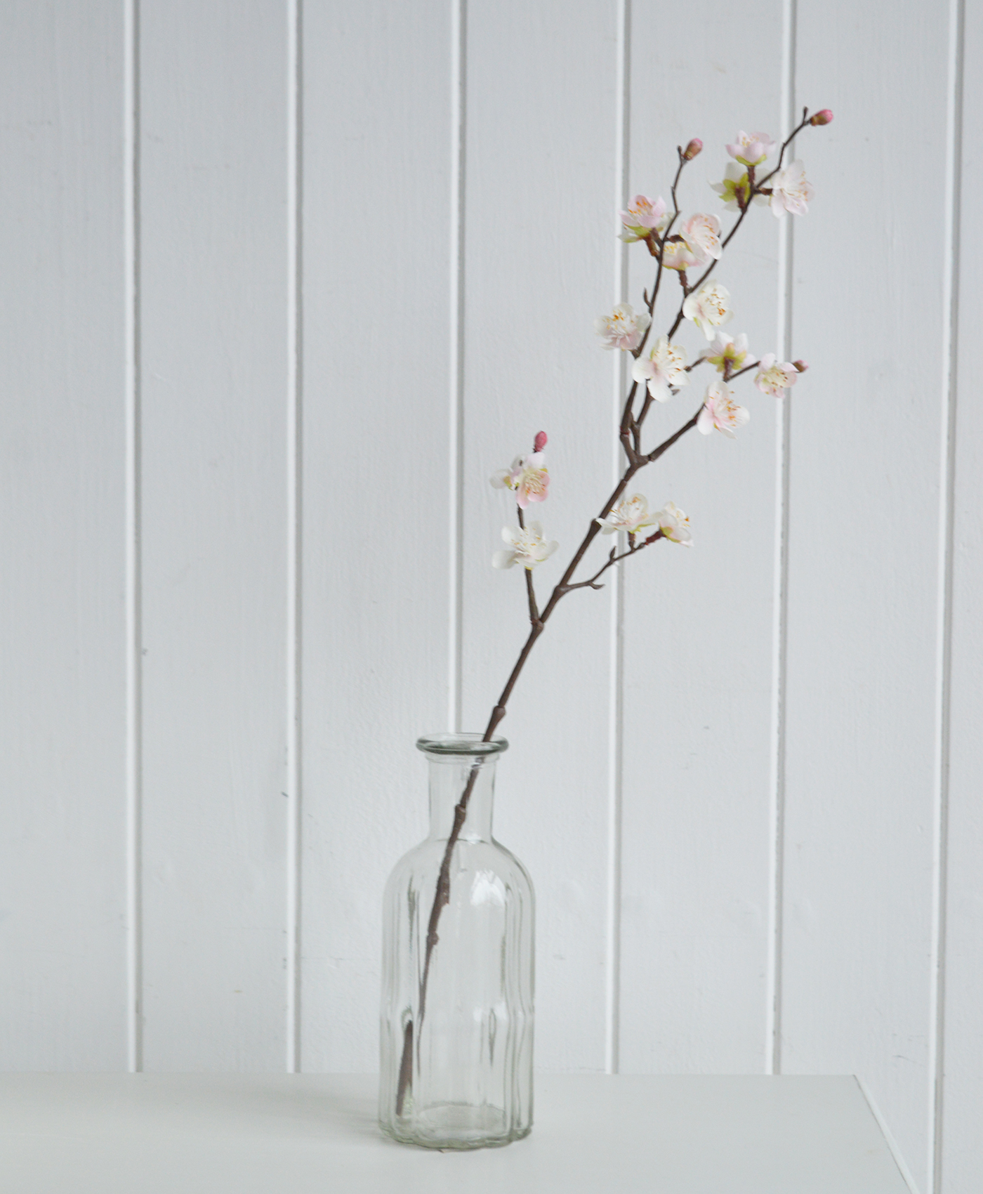 Faux blossom srpay stem for styling a peaceful and serene timeless New England interior