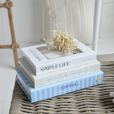 PDecorative styling books are a simple way to soften coastal interiors, adding layered texture and height to coffee tables, console tables and open shelving..