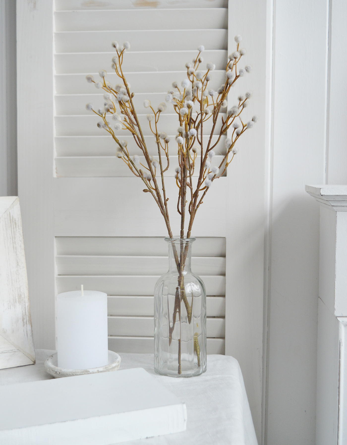 Faux Pussy Willow sprig - New England coastal, modern farmhouse and country furnutyre and interiors
