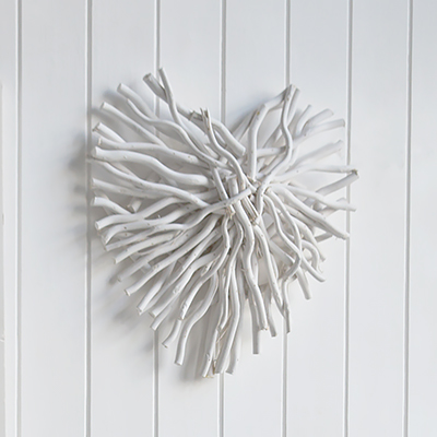 White small twig heart - Coastal White Home Interiors