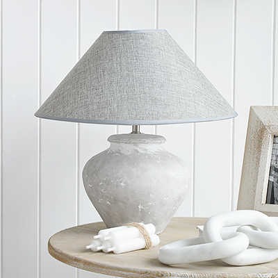 The Rockport grey stone lamp to for Hamptons and New England Coastal interiors and homes